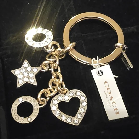 ⭐️Coach Star, Heart, & Circles Rhinestone Key Ring/Keychain/Bag Charm - Picture 2 of 8
